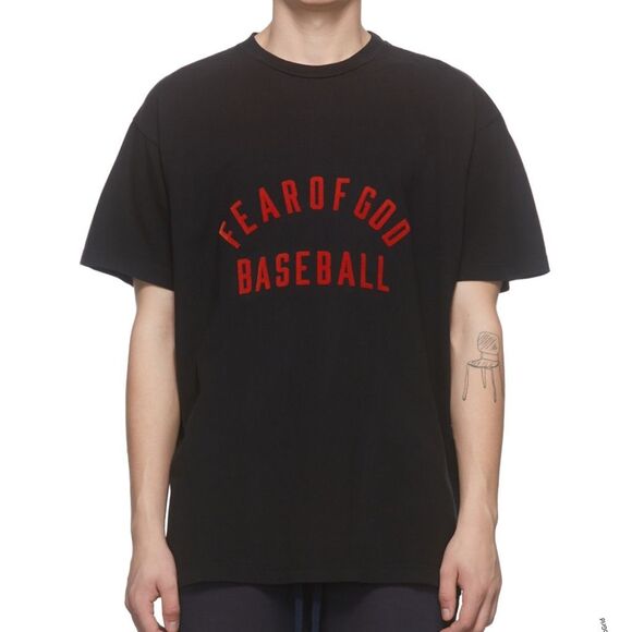 Essentials Fear of God Baseball Black Short Sleeve Shirt Large Men - Picture 1 of 12